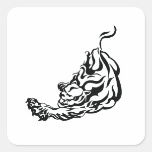 Sticker Carré Tiger tatouage tribal