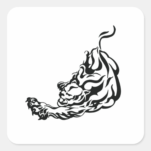 Sticker Carré Tiger tatouage tribal (Devant)