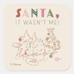 Sticker Carré Tigger   Père Noël, ce n'était pas moi