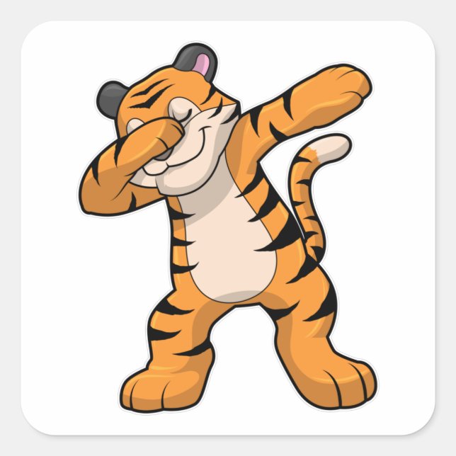 Sticker Carré Tigre à Hip hop Dance Dab (Devant)