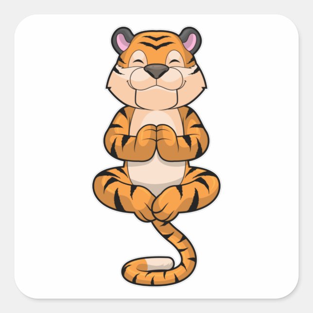 Sticker Carré Tigre au Yoga Fitness (Devant)