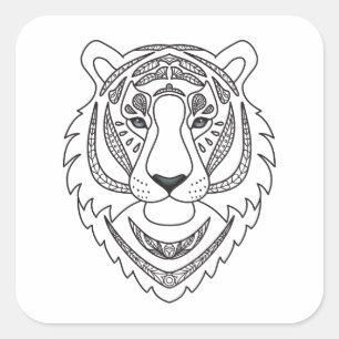 Sticker Carré Tigre blanc inspiré