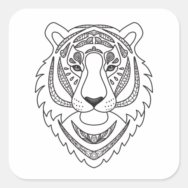 Sticker Carré Tigre blanc inspiré (Devant)