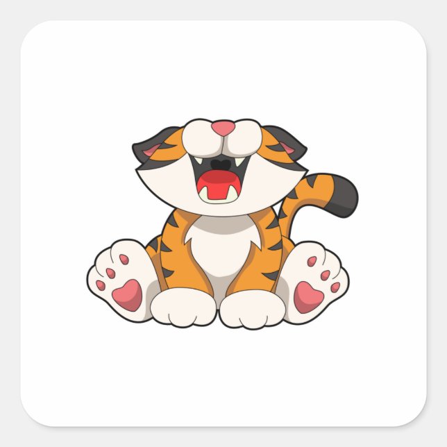 Sticker Carré Tigre rougissant (Devant)