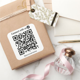 Sticker Carré Tiktok Se Connecter Avec Us Qr Code Blanc