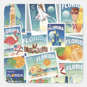 Sticker Carré Timbres de Floride