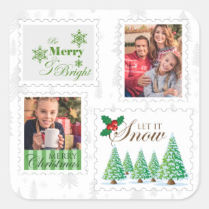 Sticker Carré Timbres de Noël Postage 2 Photo