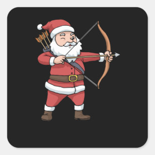 Sticker Carré Tir à l'arc de Noël Chasse à la botte Santa Clause