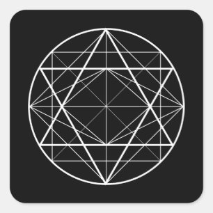 Sticker Carré Tirage de géométrie sacrée des triangles circulair