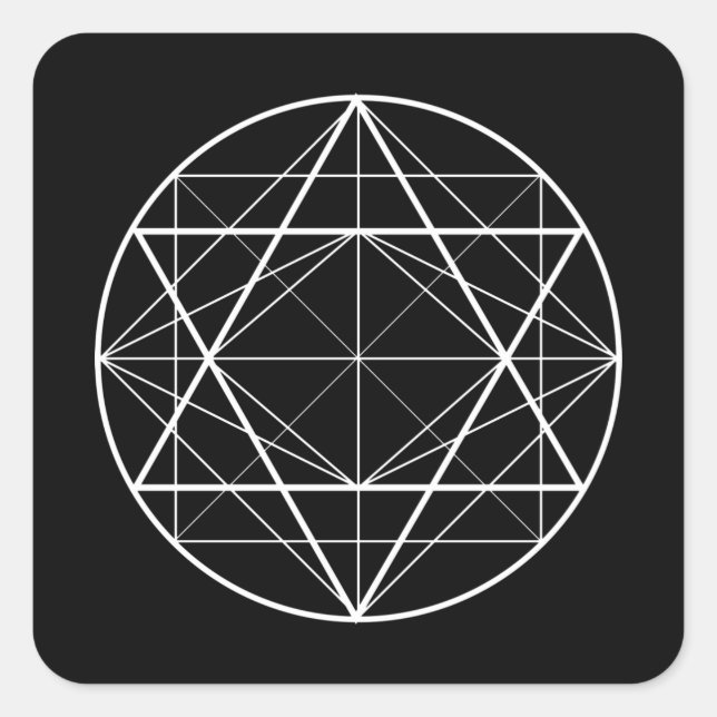 Sticker Carré Tirage de géométrie sacrée des triangles circulair (Devant)