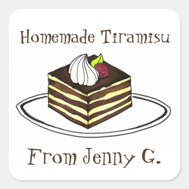Sticker Carré Tiramisu Maison Cuite Au Boulet De Pâtisserie Ital (Devant)