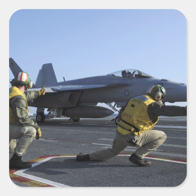 Sticker Carré Tirs à bord du USS George HW Bush (Devant)