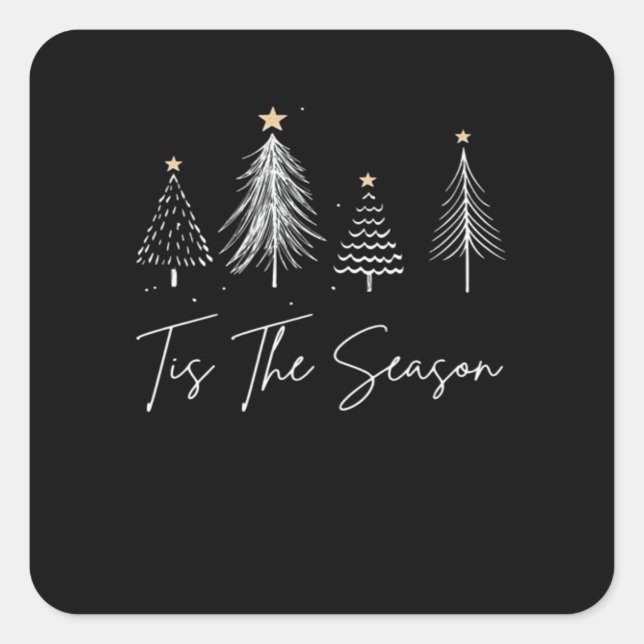 Sticker Carré Tis The Season Christmas Retro Classic (Devant)