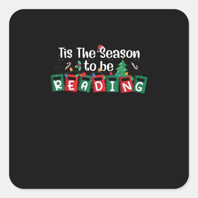 Sticker Carré Tis The Season To Reading Christmas Teacher Book (Devant)