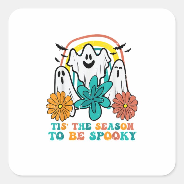 Sticker Carré Tis The Season To Spooky Retro Halloween Women (Devant)