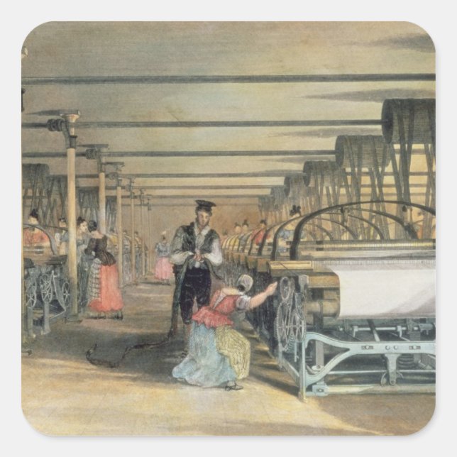 Sticker Carré tissage de métier, 1834 (Devant)