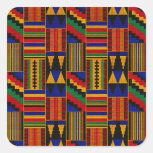 Sticker Carré Tissu Kente de style africain