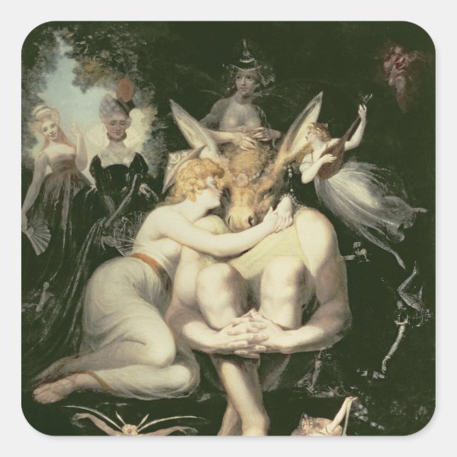 Sticker Carré Titania Awakes, entouré d'un intendant (Devant)