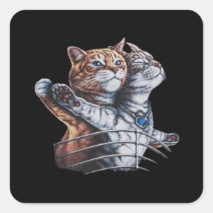 Sticker Carré Titanic Chats Drôle T-Shirt, Hommes Femmes Tous