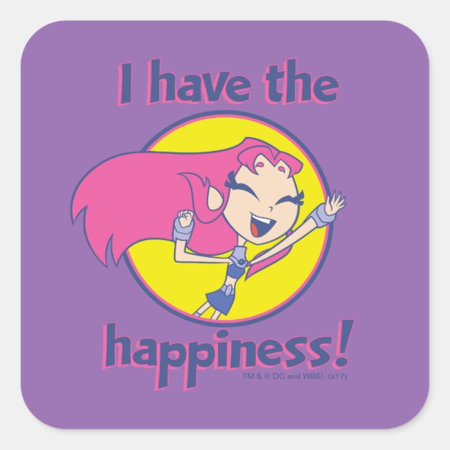 Sticker Carré Titans Ados, allez ! | Starfire "J'Ai Le Bonheur" (Devant)