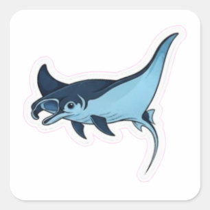 Sticker Carré Titre) : ​Manta Ray Majestueux Nusa Penida Bali Oc