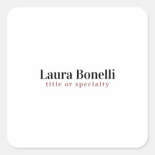 Sticker Carré Titre minimaliste Professionnel Moderne Nom Plat
