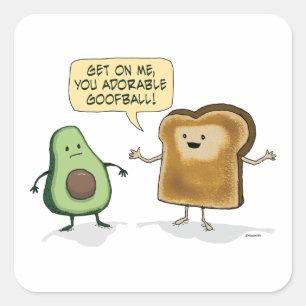 Sticker Carré Toast Avocado mignon et amusant