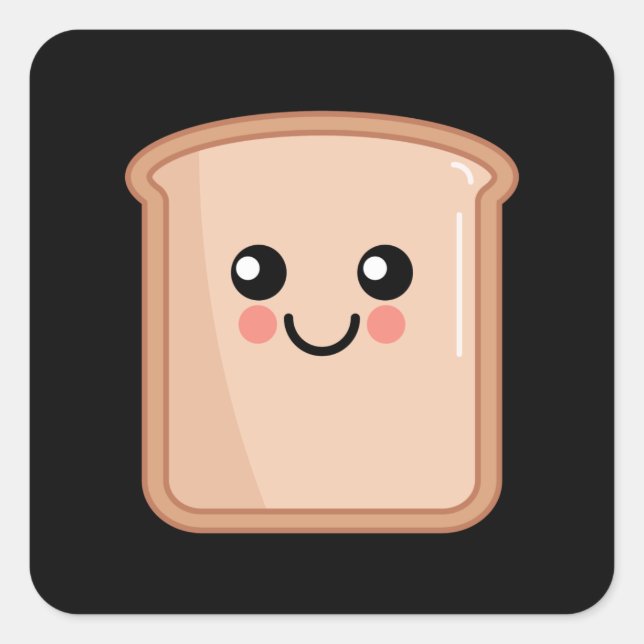 Sticker Carré Toast Kawaii (Devant)