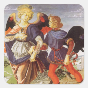 Sticker Carré Tobie et l'ange par Andrea del Verrocchio