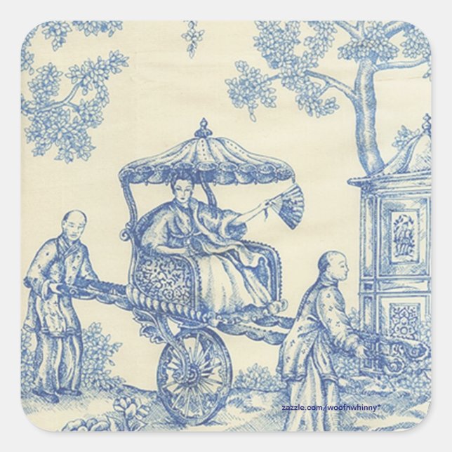 Sticker Carré Toile bleue chinoise (Devant)