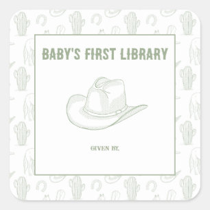 Sticker Carré Toile de Jouy Green Cowboy - PREMIÈRE BIBLIOTHÈQUE