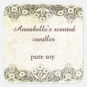 Sticker Carré Toile de jute avec l'autocollant vintage de bougie