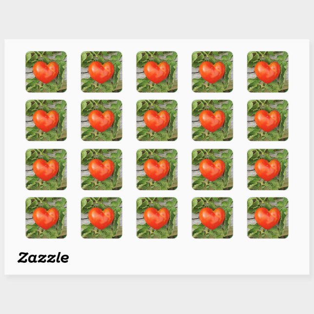 Sticker Carré Tomate en forme de coeur (Feuille)