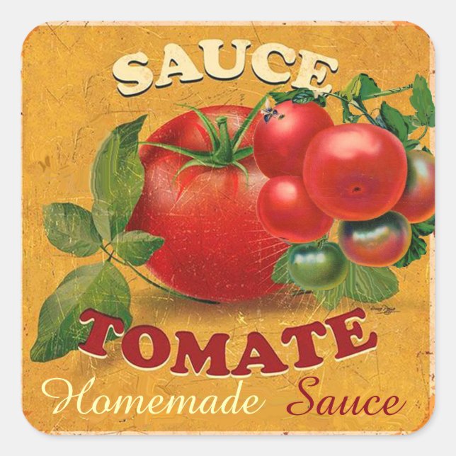 STICKER CARRÉ TOMATOES CHATOUILLERS CANNINGS SAUCE TOMATO (Devant)