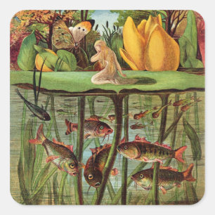 Sticker Carré Tommelise très désolé sur la feuille de nénuph