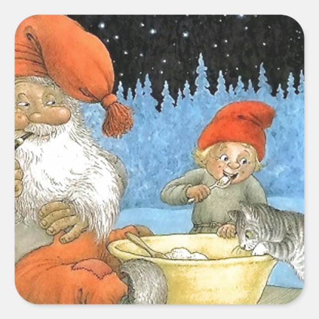 Sticker Carré Tomte Nisse, alias Santa Clause (Devant)
