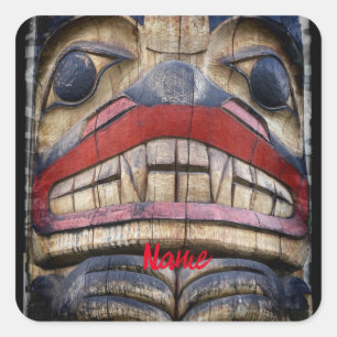 Sticker Carré Tonnerre à visage totem