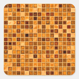 Sticker Carré Tons De Rouille Orange "Aquarelle" Mosaïque Carre