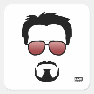 Sticker Carré Tony Stark Icône Coiffeur Avec Lunettes De Soleil 