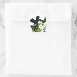 Sticker Carré Top Hat Chicken