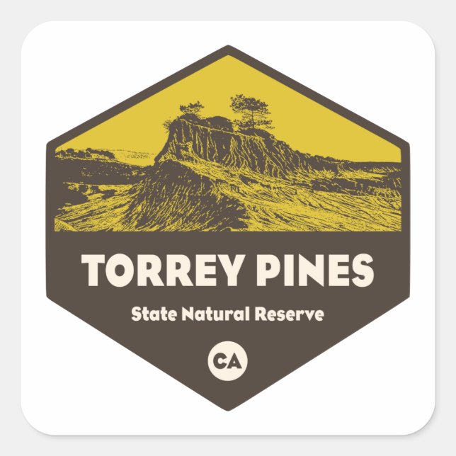 Sticker Carré Torrey Pines State Reserve Californie (Devant)