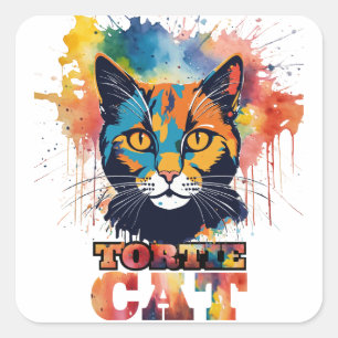 Sticker Carré Tortie Cat