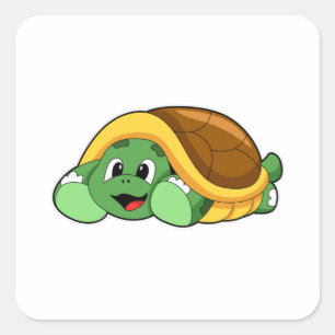 Sticker Carré Tortue avec coquille comme couverture