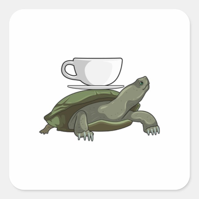 Sticker Carré Tortue avec thé (Devant)