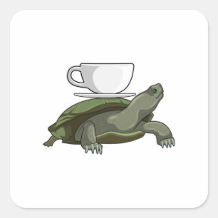 Sticker Carré Tortue avec thé