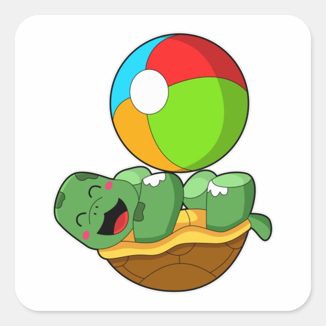 Sticker Carré Tortue avec water-polo (Devant)