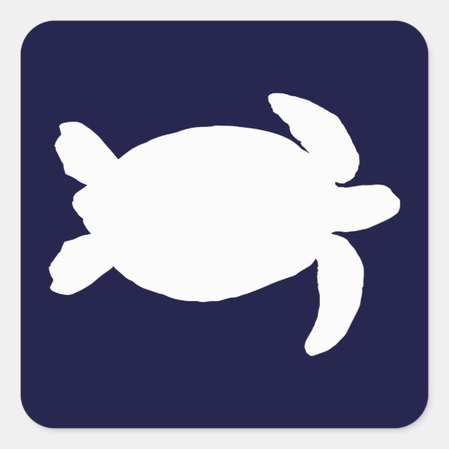 Sticker Carré Tortue bleue et blanche (Devant)