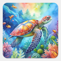 Tortue de mer peinte