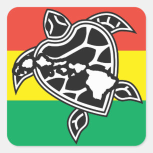 Sticker Carré Tortue de Reggae d'Hawaii