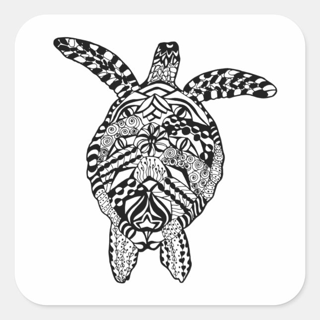 Sticker Carré Tortue de style (Devant)